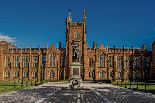 Front of Lanyon Building with bright blue sky